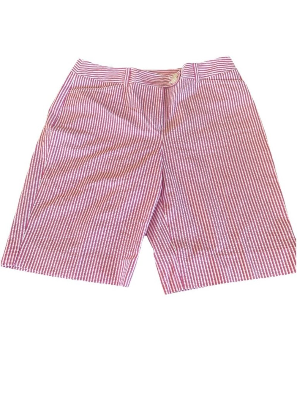 Jones New York 10P Pink Striped Seersucker Bermuda Shorts Cotton Classic Preppy